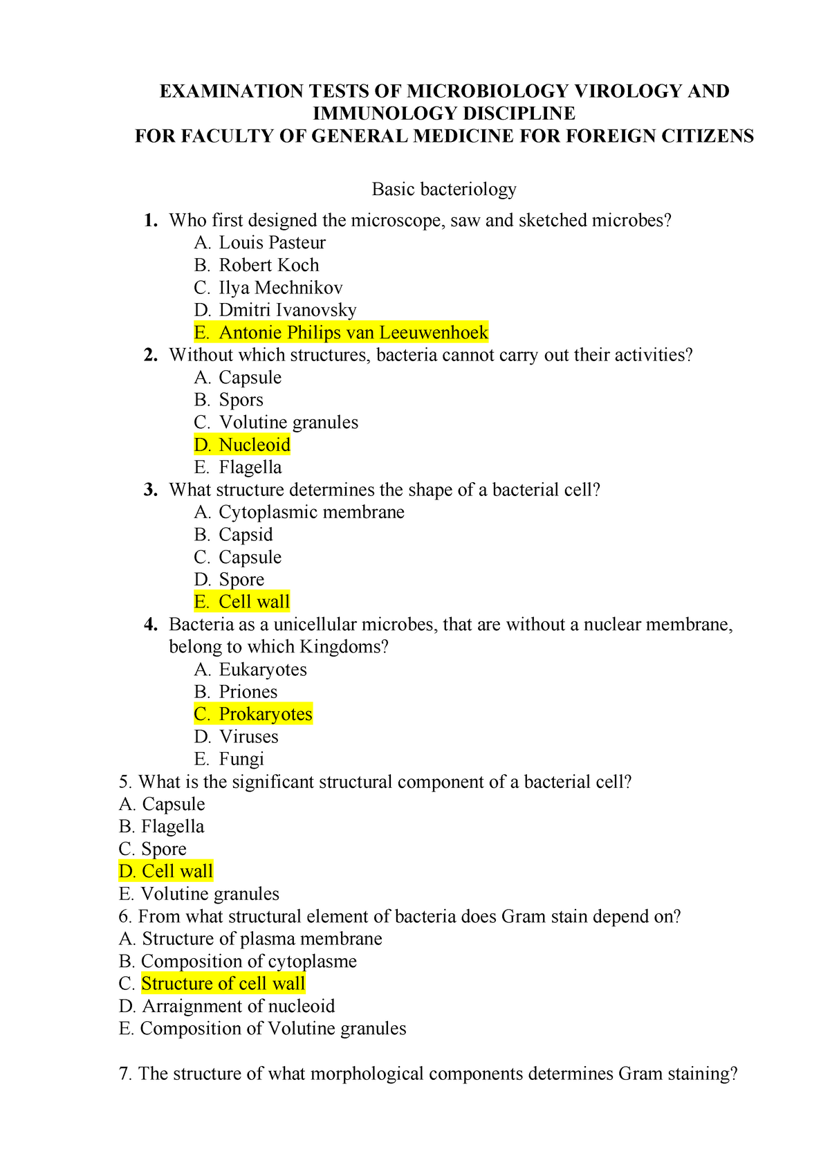 medical microbiology essay questions and answers