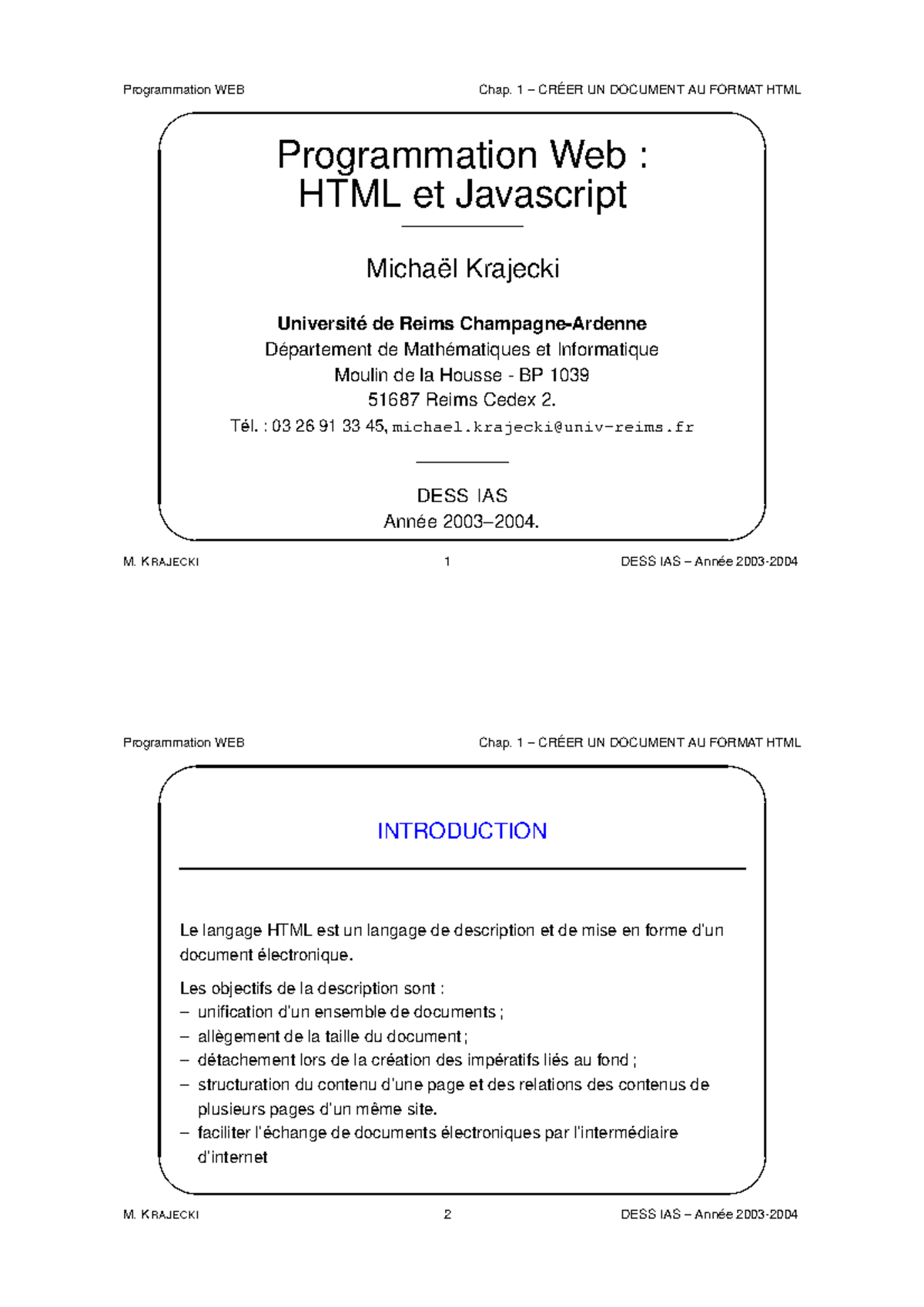 Bases de programmation HTML et Javascript 1 - Programmation Web : HTML ...