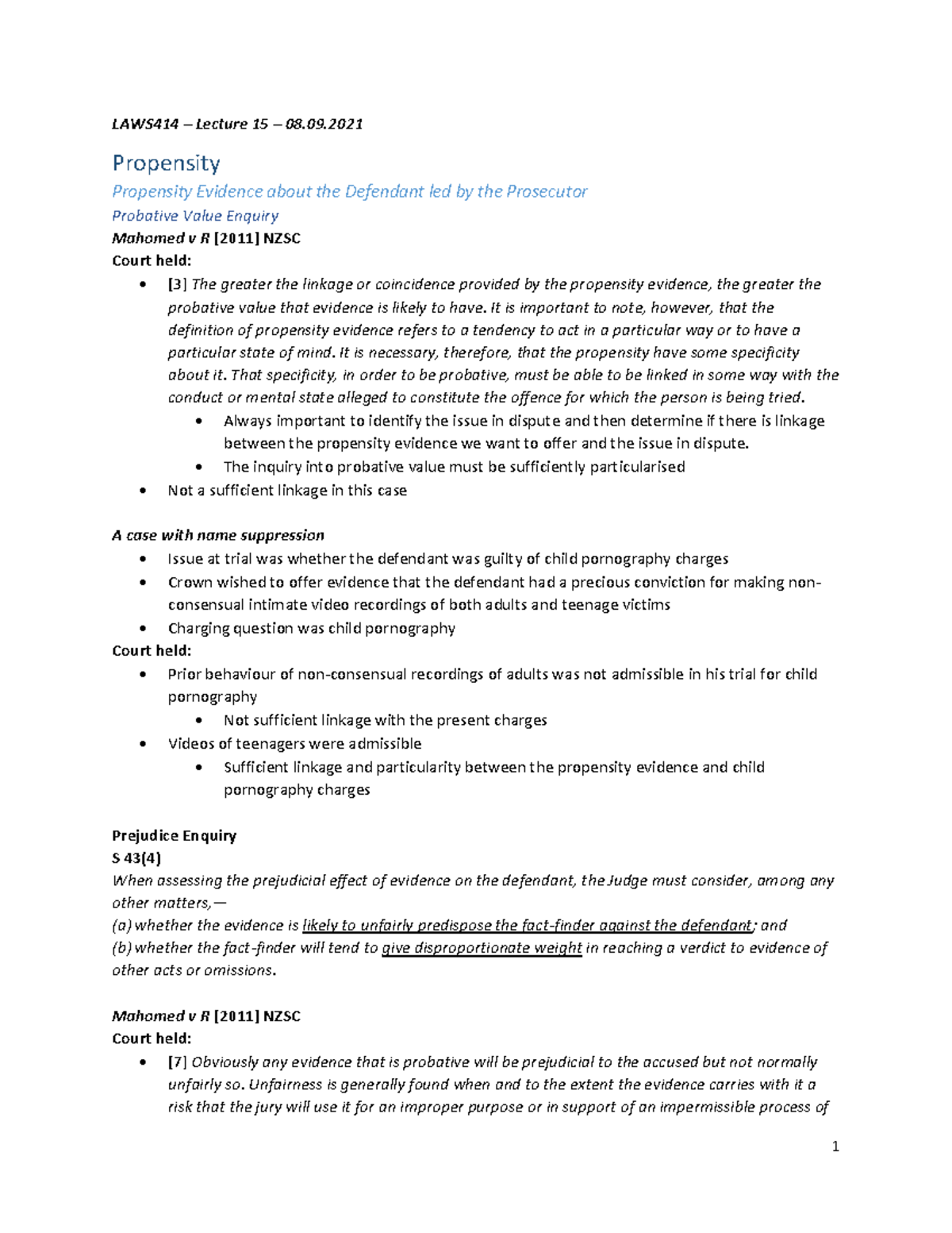 Lec 15 - Lecture notes for this paper. very helpful - LAWS414 – Lecture ...