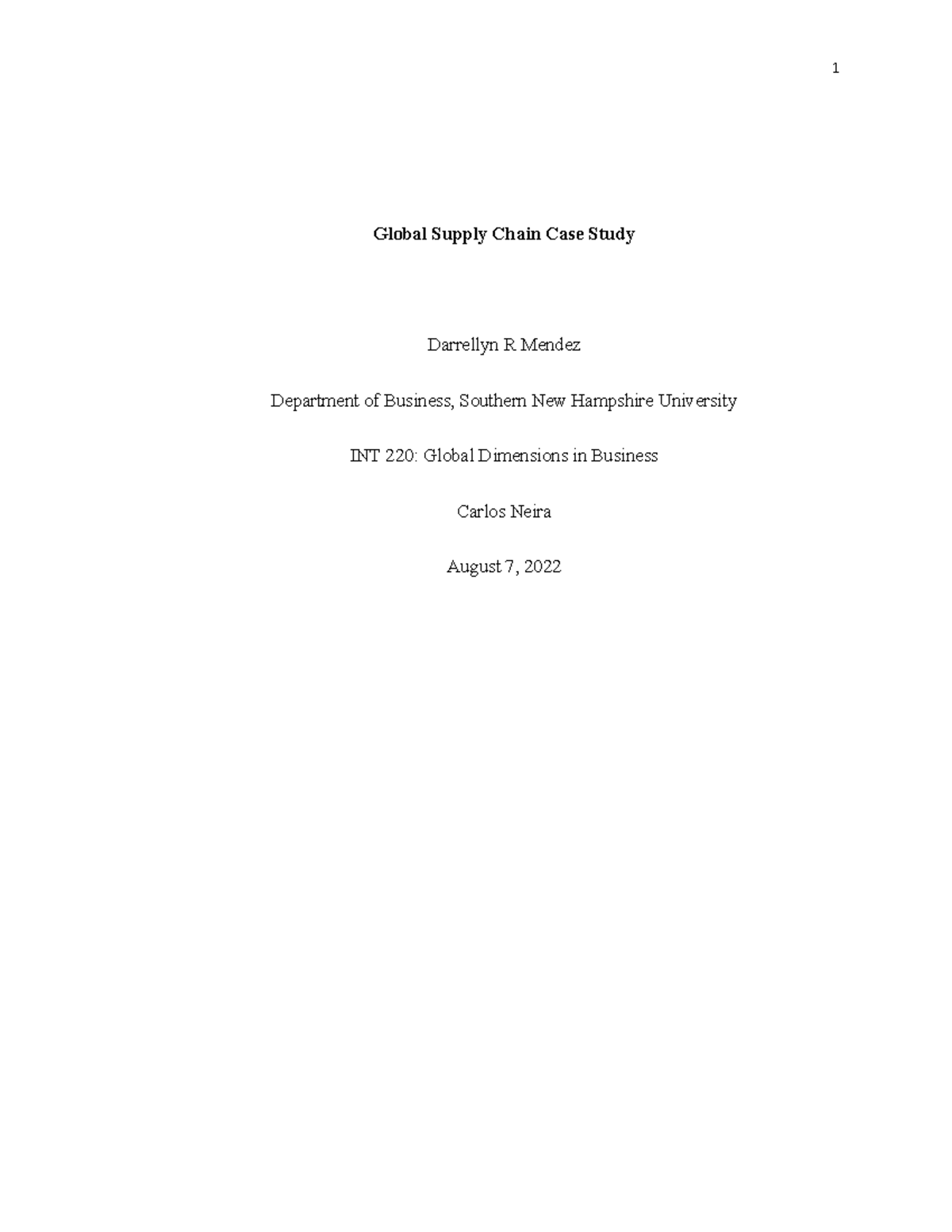 Case Study of Apple - Global Supply Chain Case Study Darrellyn R Mendez ...