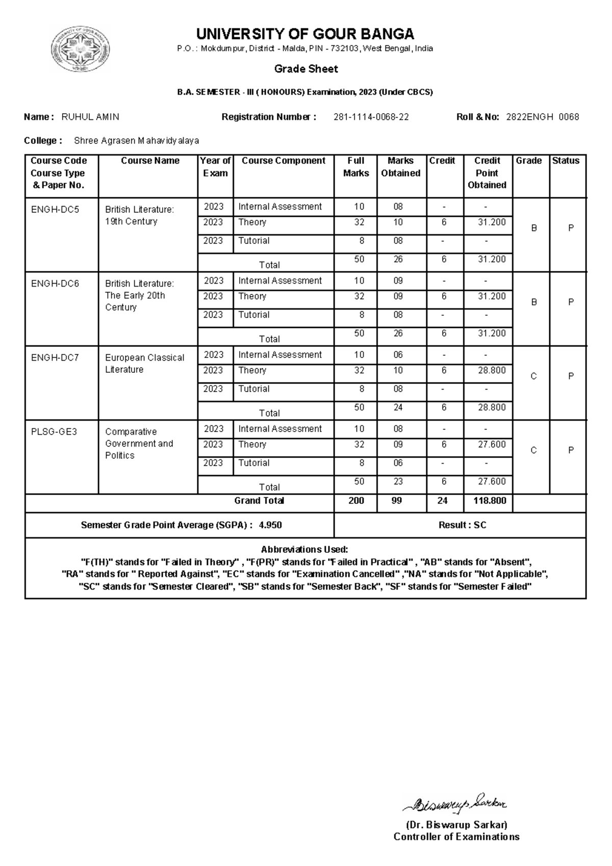 Grade Sheet 2822ENGH0068 25-04-2024 17-44 - UNIVERSITY OF GOUR BANGA P ...