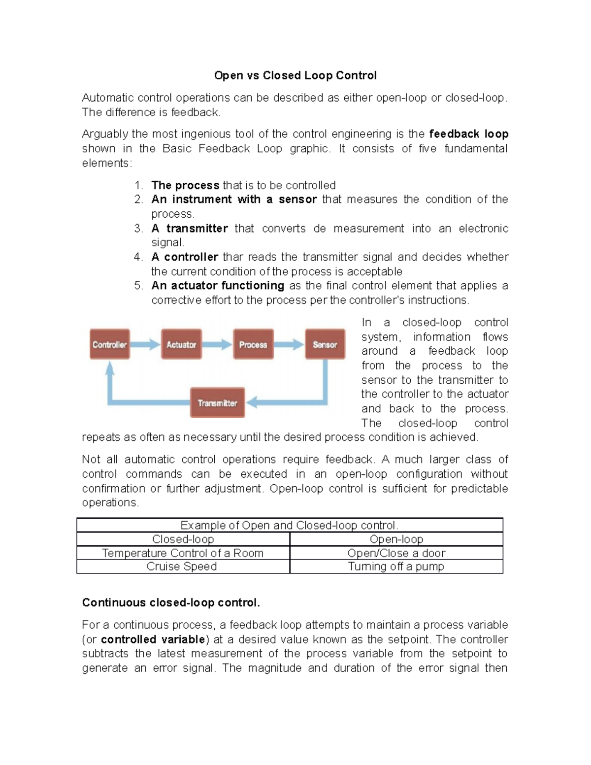 Open Vs Closed Loop Control - Open Vs Closed Loop Control Automatic ...