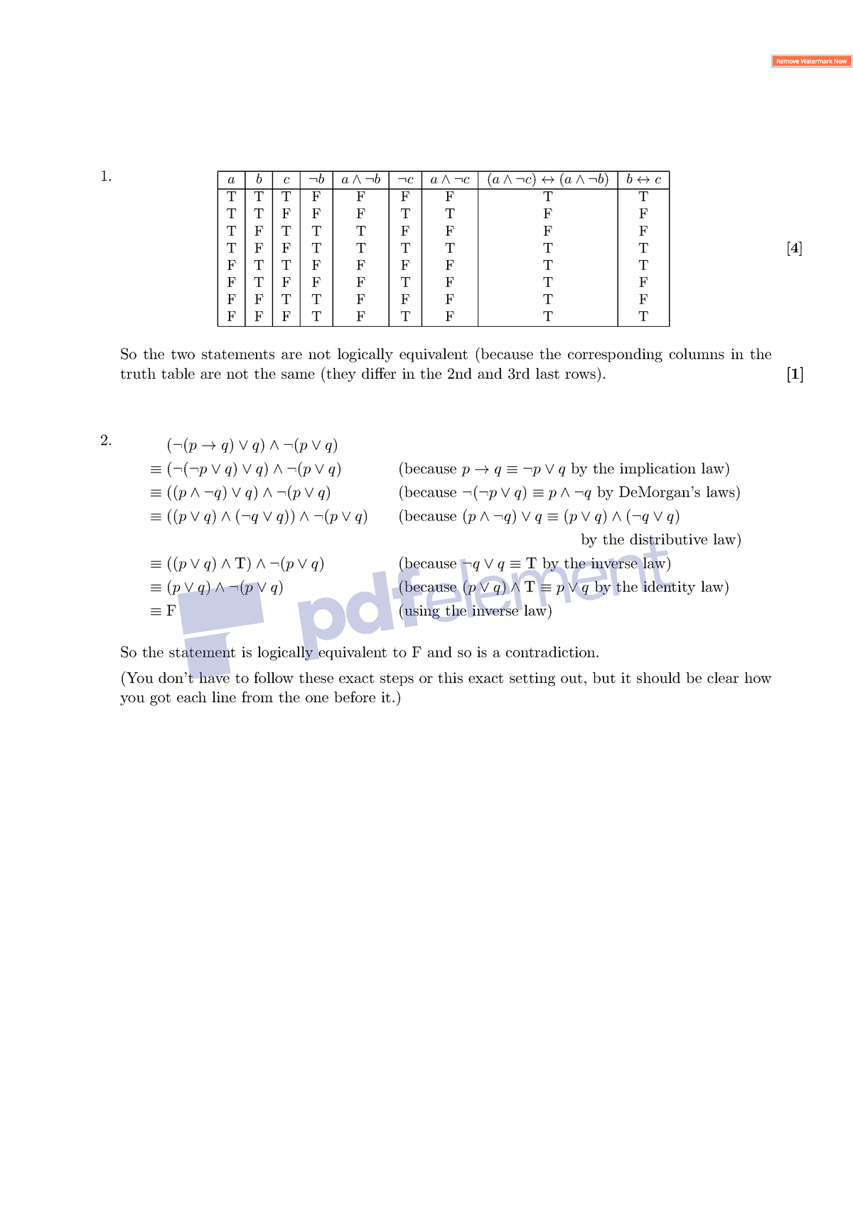 Classwork WK2bsuggestedsolutions - A B C ¬b A∧ ¬b ¬c A∧ ¬c (a∧ ¬c)↔(a∧ ...