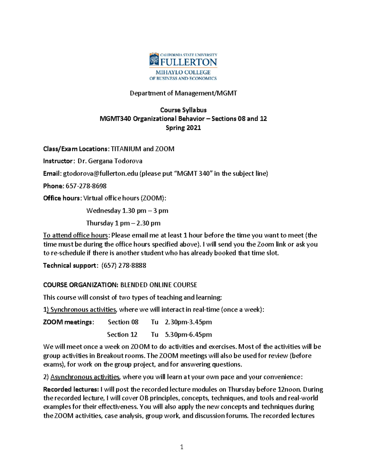 MGMT340 Syllabus Spring 2021 - Department of M anagement/M GM T Course ...