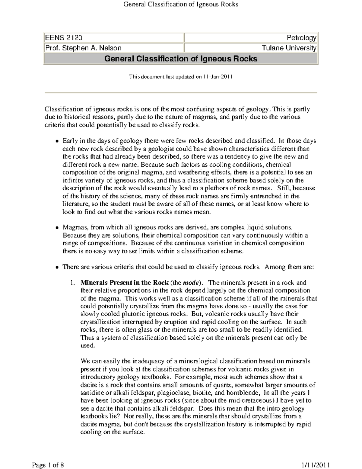General Classification of Igneous Rocks - This document last updated on ...