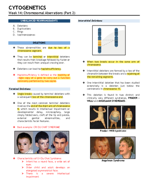 Weeks 3 and 4 Cell and Mitosis - CYTOGENETICS LECTURE: week 3 CELLS AND ...
