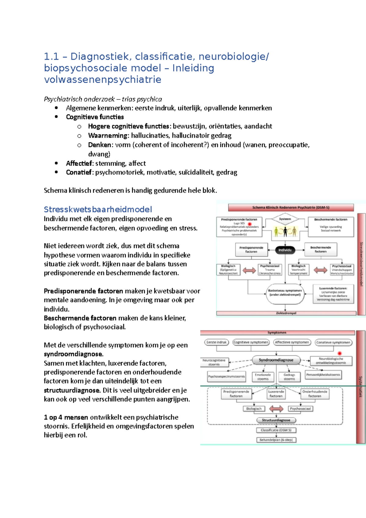 Thema 1 Ps - 1 – Diagnostiek, Classificatie, Neurobiologie ...