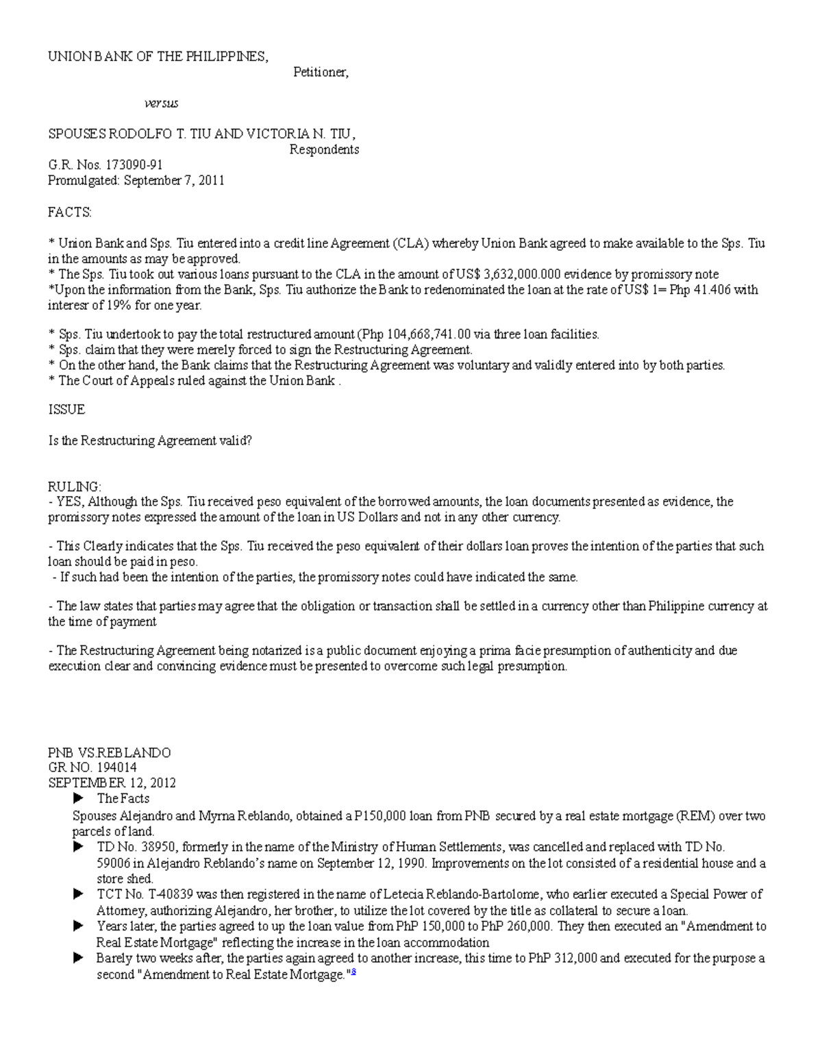 Toaz - Lecture Notes - UNION BANK OF THE PHILIPPINES, Petitioner ...