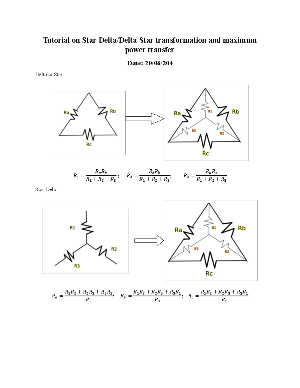 Tutorial on Star to Delta transformation - Tutorial on Star-Delta/Delta ...