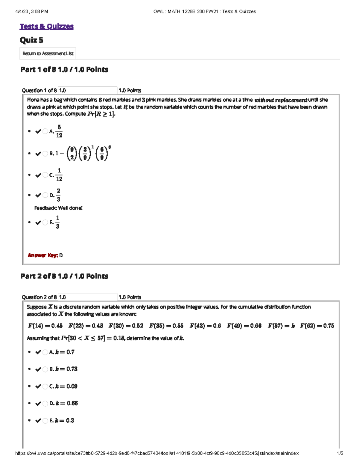 Math Quiz 5 V 2 Answers Tests Quizzes Quiz 5 Return To Assessment