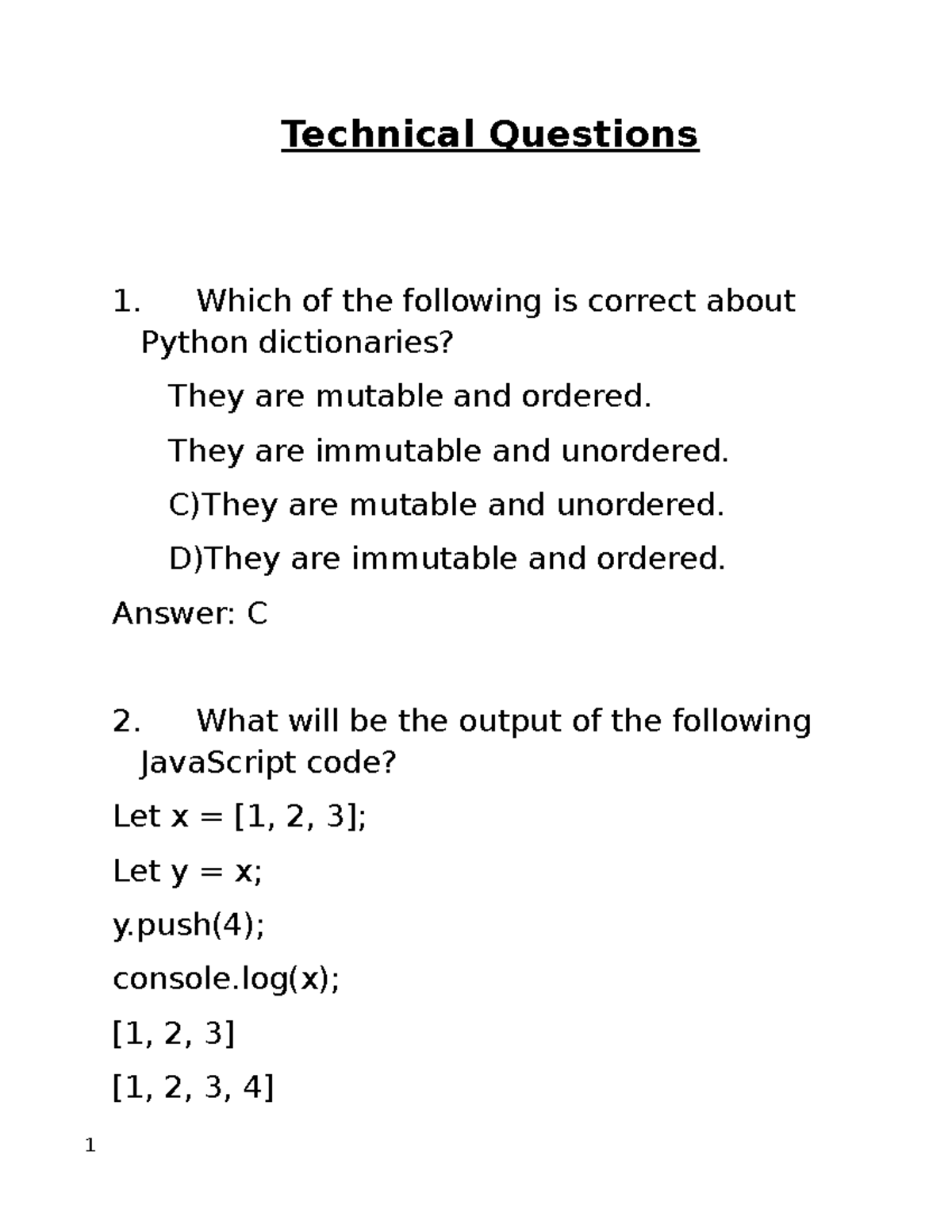 Technical Questions 1 - Which of the following is correct about Python ...