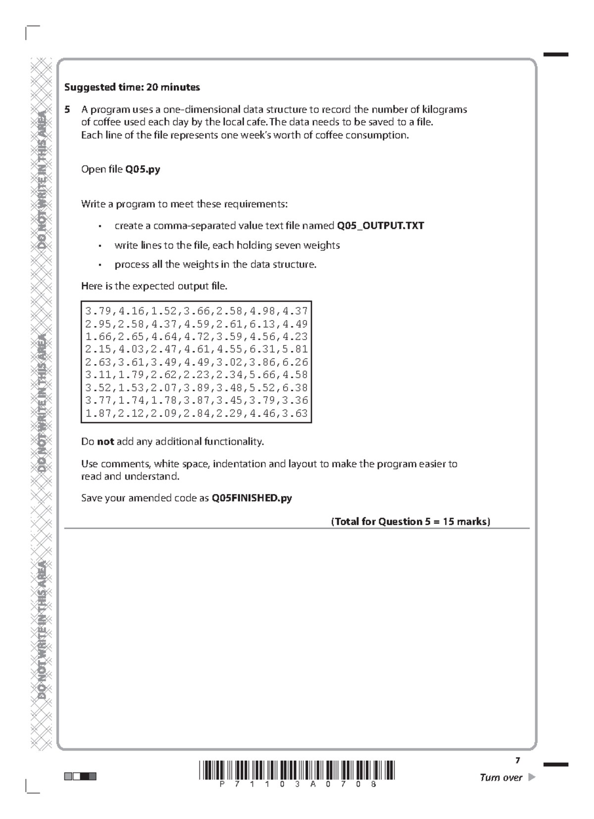 EDXL GCSE Comp Sci File Handling P71103A0708 Turn over 7 Suggested