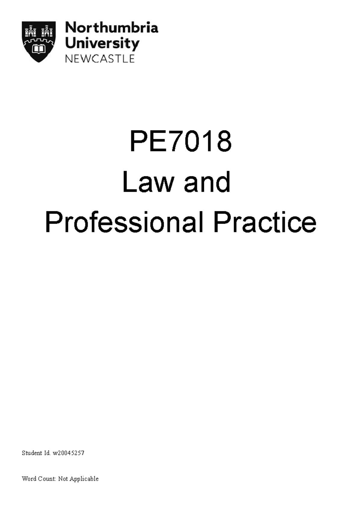 Law And Professional Practice Assignment - PE Law And Professional ...