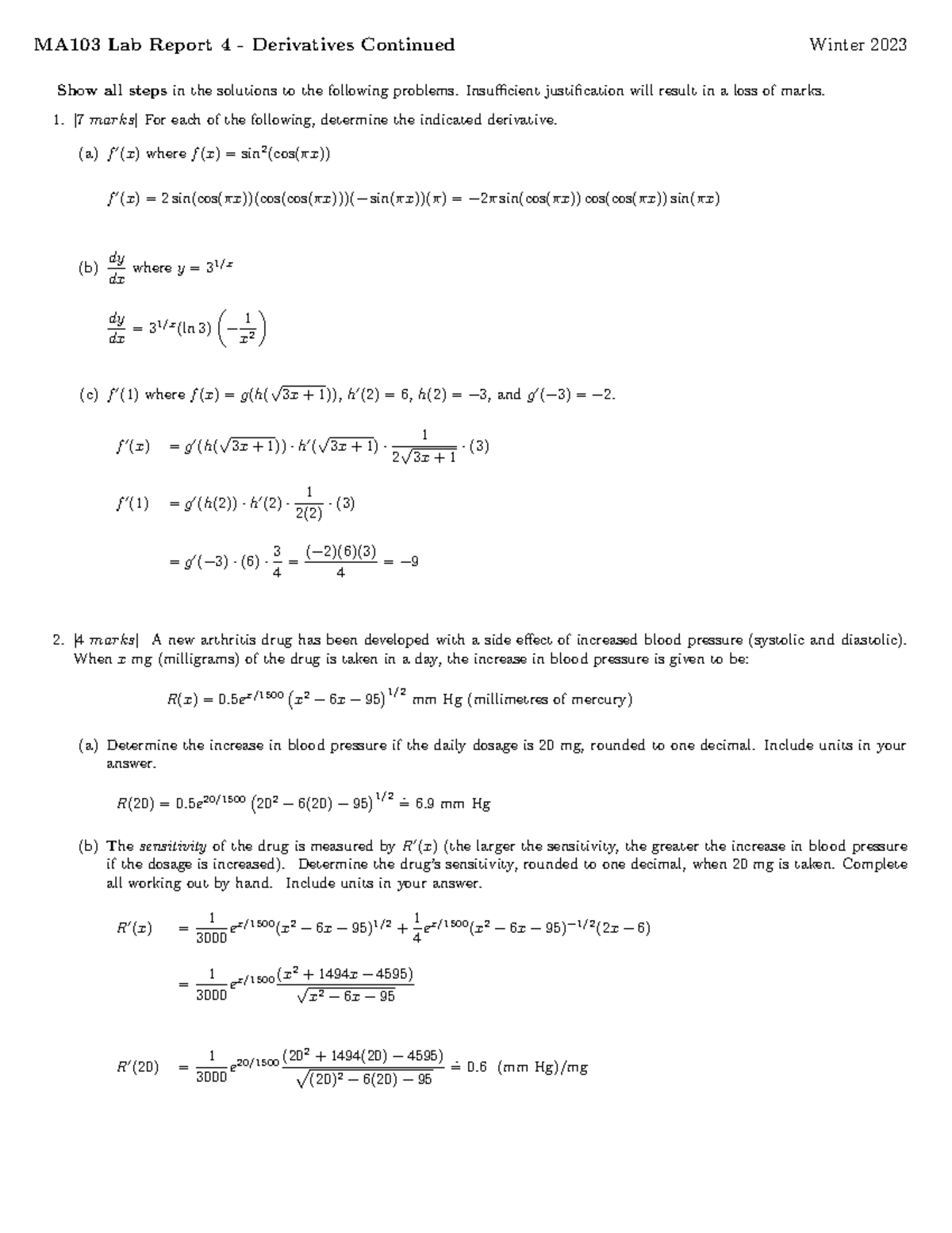 MA103 Lab 4 Solutions - LAB 4 SOLUTION - MA103 Lab Report 4 ...