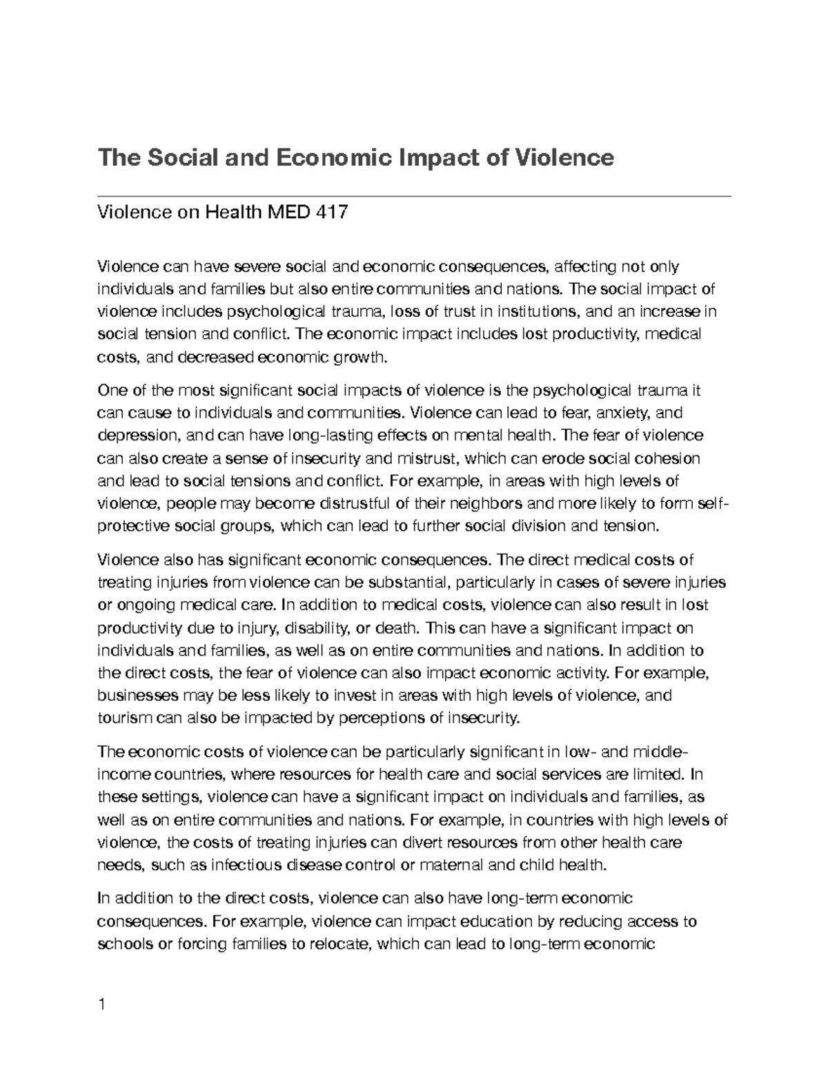 poverty and violence essay