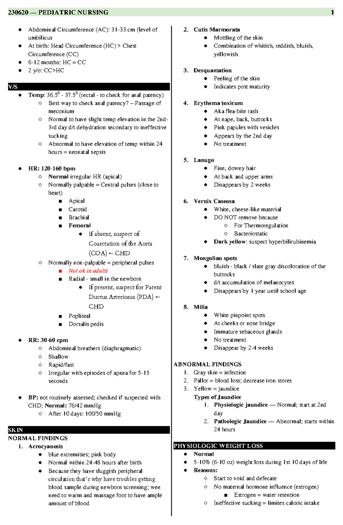 Pediatric Nursing - 230620 — PEDIATRIC NURSING 1 Abdominal ...