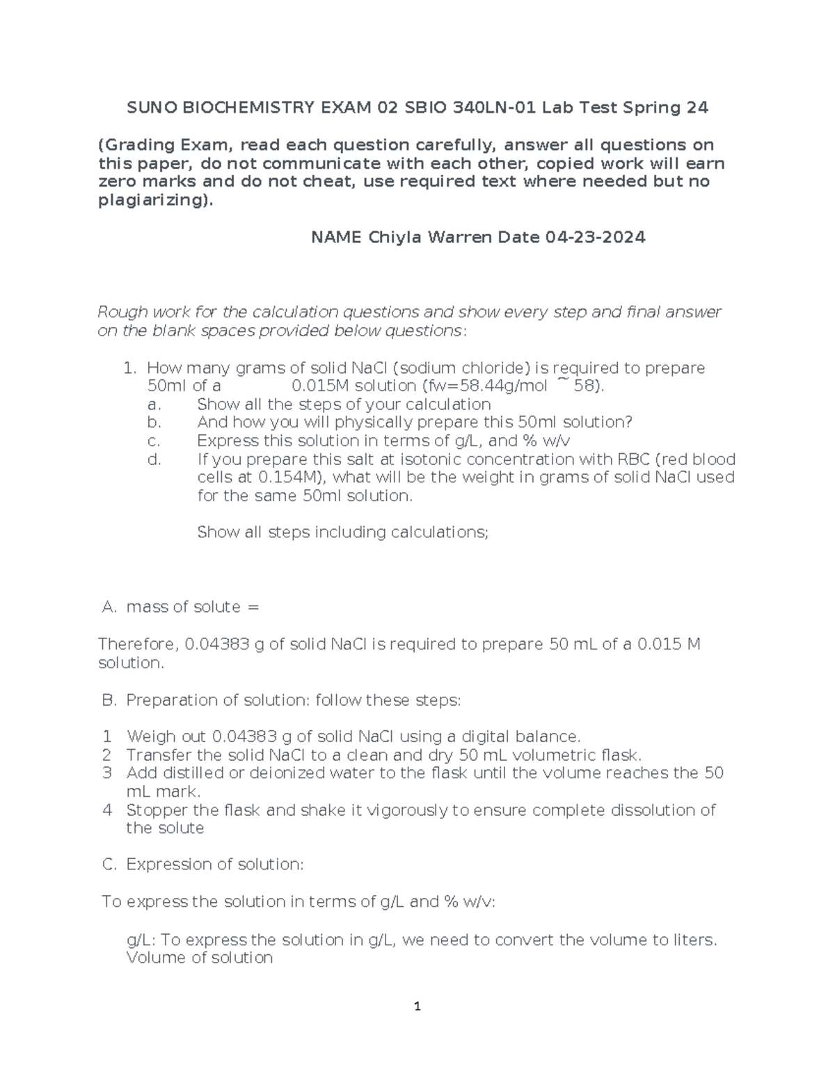 Biochem+LAB EXAM+02+SBIO+340LN Spring+2024 copy - SUNO BIOCHEMISTRY ...