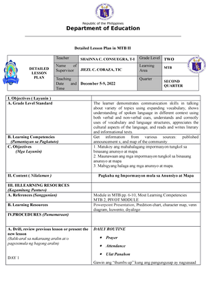 Filipino 2-DLP WEEK5 - Department Of Education Detailed Lesson Plan In ...