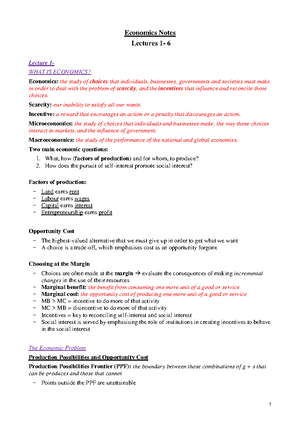 Economics notes - Economics notes Week 1 What is economics - Study of ...