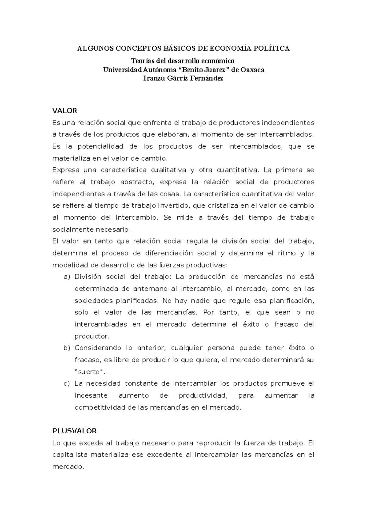 Gárriz 2016 Conceptos Básicos De Economía Política Algunos Conceptos BÁsicos De EconomÍa