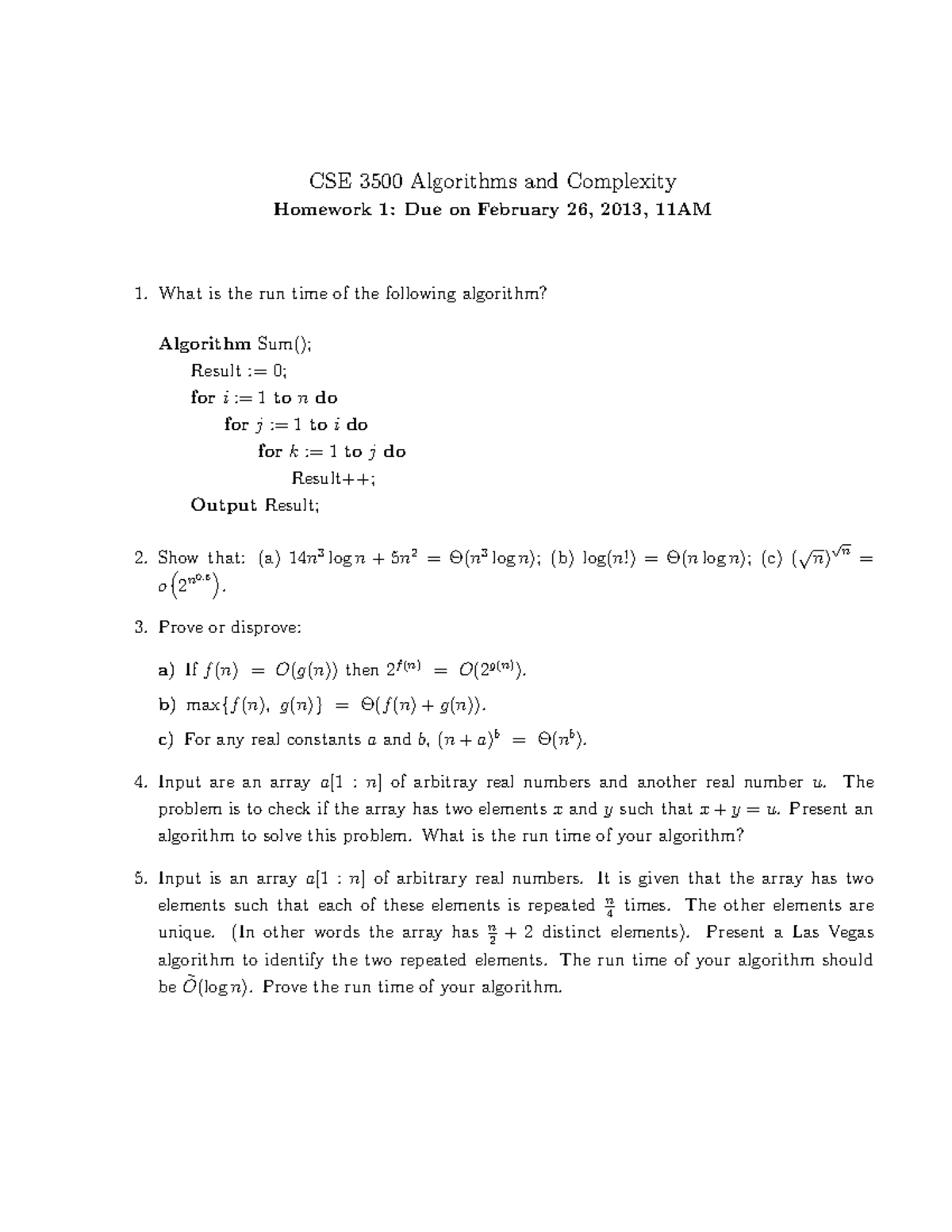 Seminar Assignments Algorithms And Complexity Question And Answers 1 2 Studocu