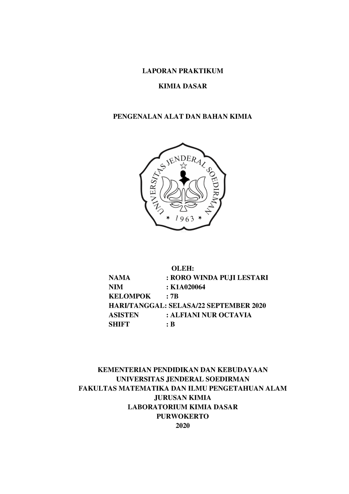 Percobaan 1 Pengenalan Alat Dan Bahan Kimia - LAPORAN PRAKTIKUM KIMIA ...