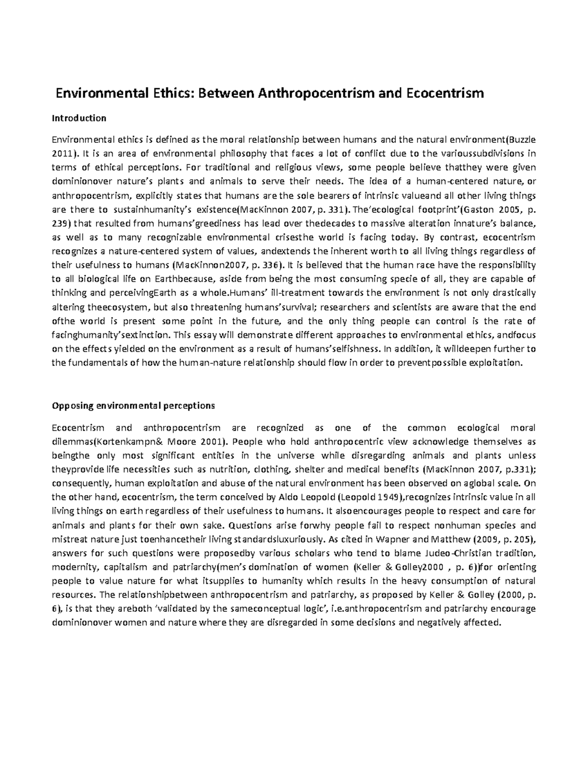 Environmental Ethics Between Anthropocentrism and Ecocentrism ...