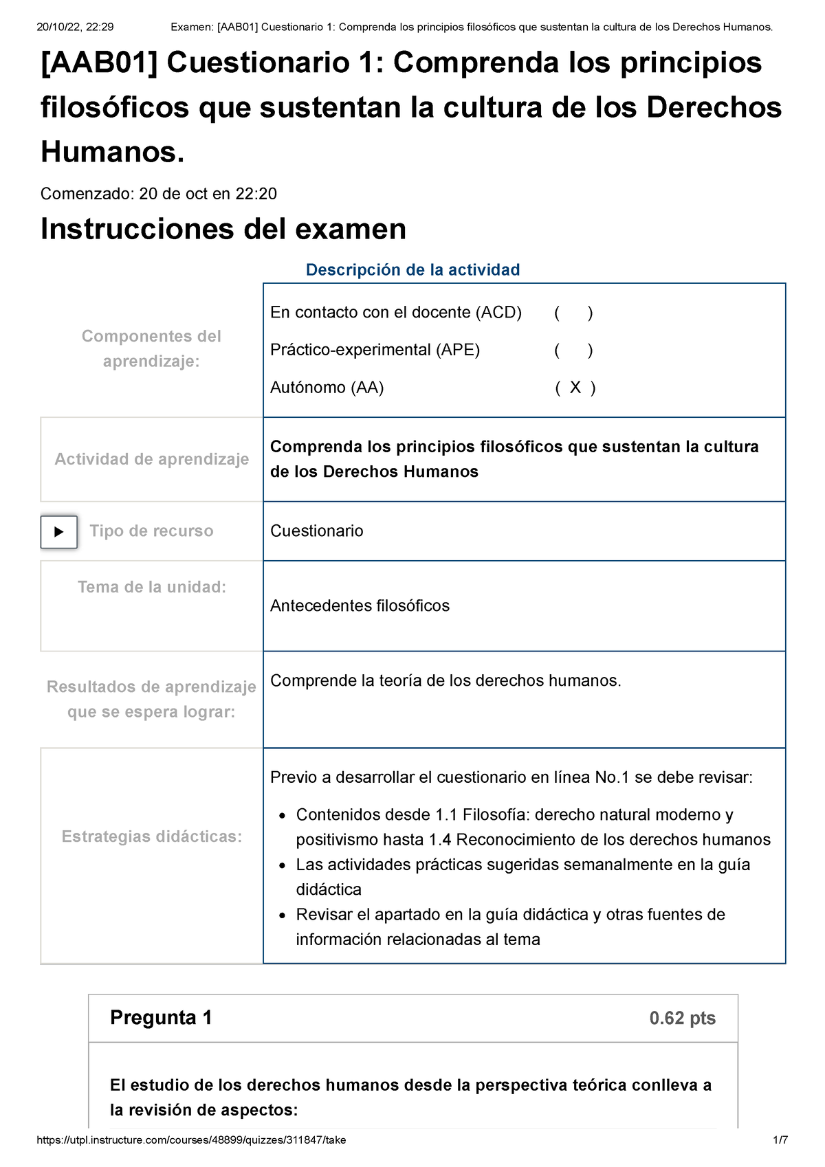 Examen [AAB01] Cuestionario 1 Comprenda Los Principios Filosóficos Que ...