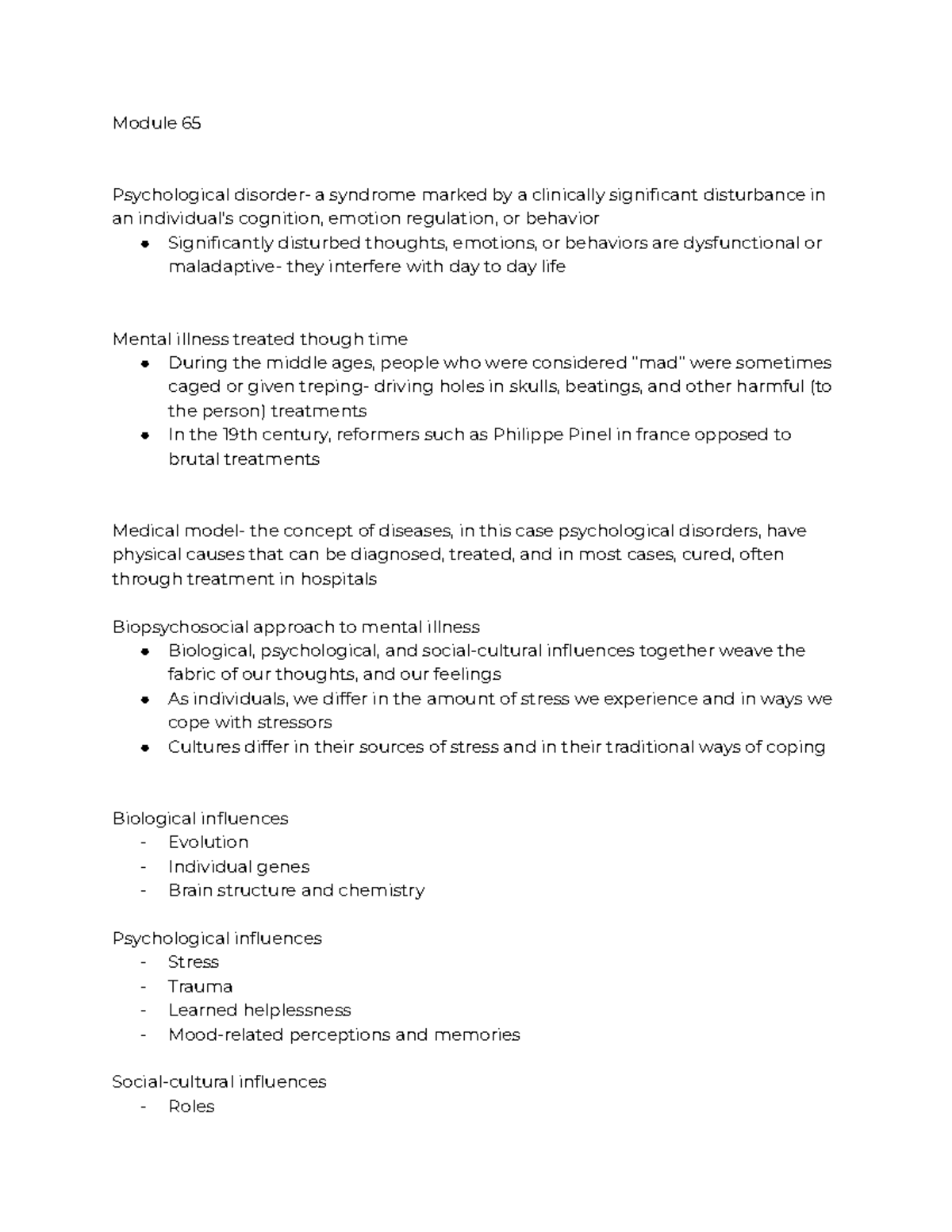 Clinical psychology 6 - psych notes - Module 65 Psychological disorder ...