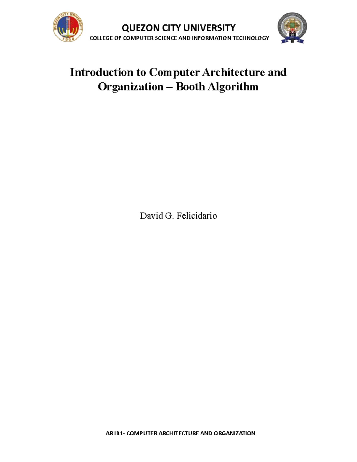 Booth Algorithm Notes - AR101 - COLLEGE OF COMPUTER SCIENCE AND ...