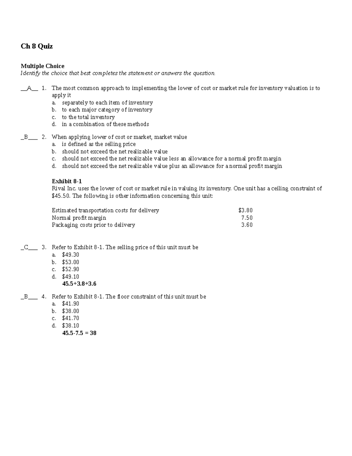 assignment chapter 8 multiple choice quiz