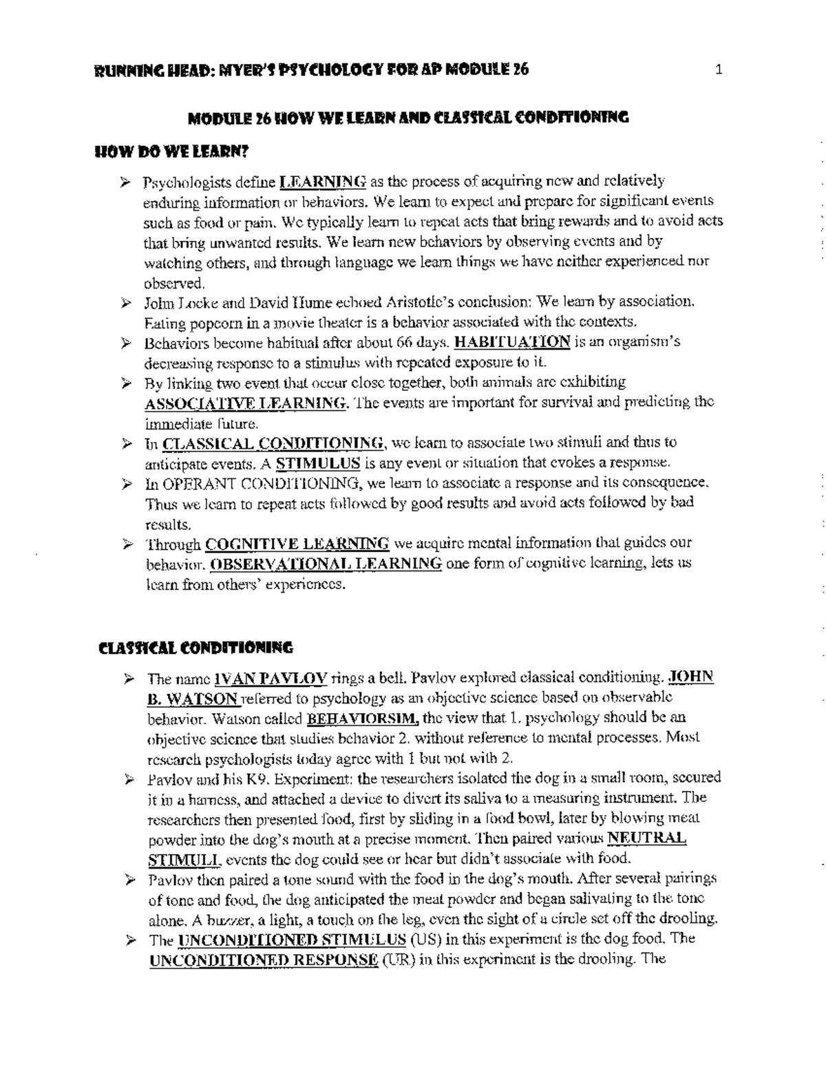 Module 26 - CHEAT SHEET - PSY 150 - Studocu