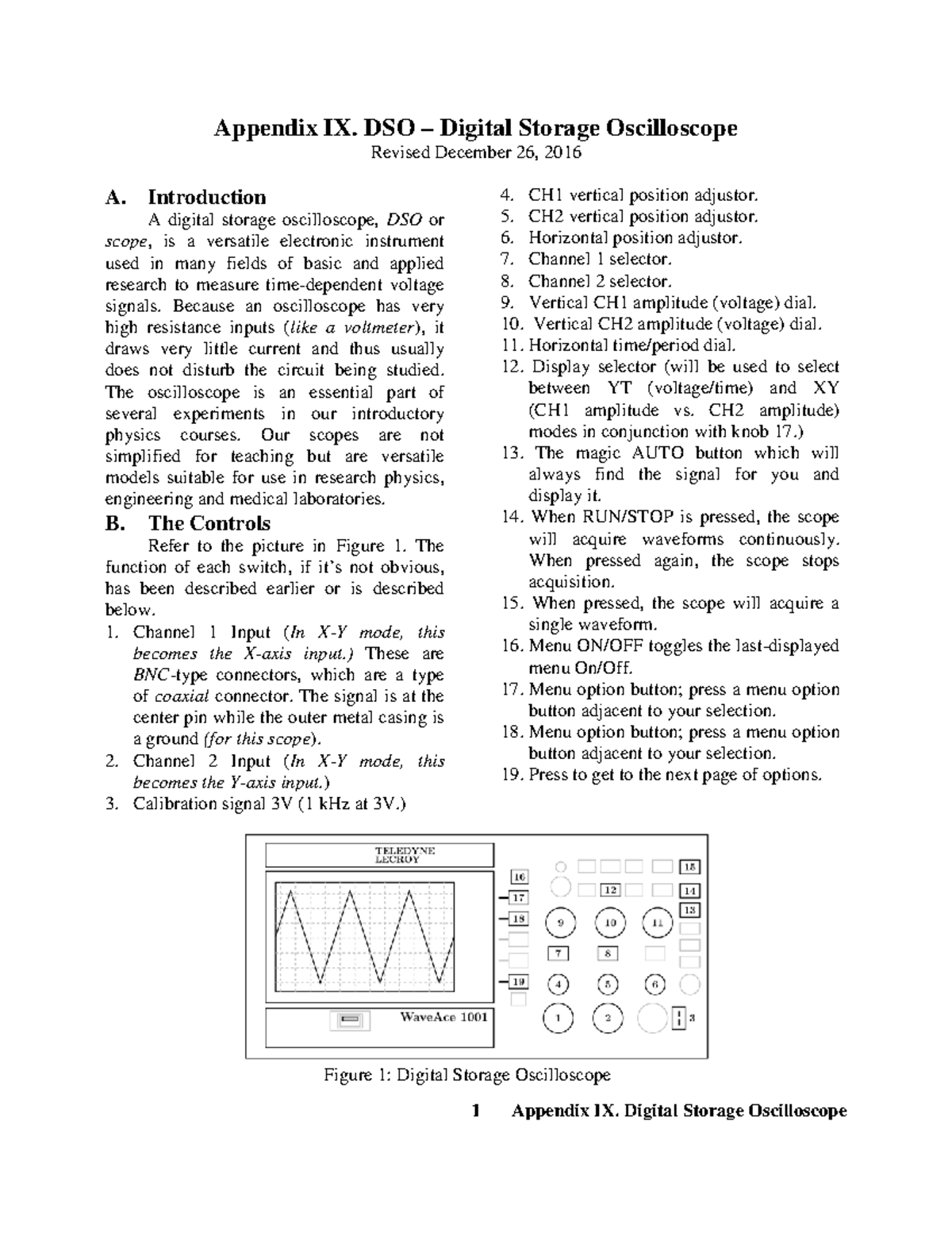 Digital Oscilloscope tips 1 Appendix IX. Digital Storage Oscilloscope