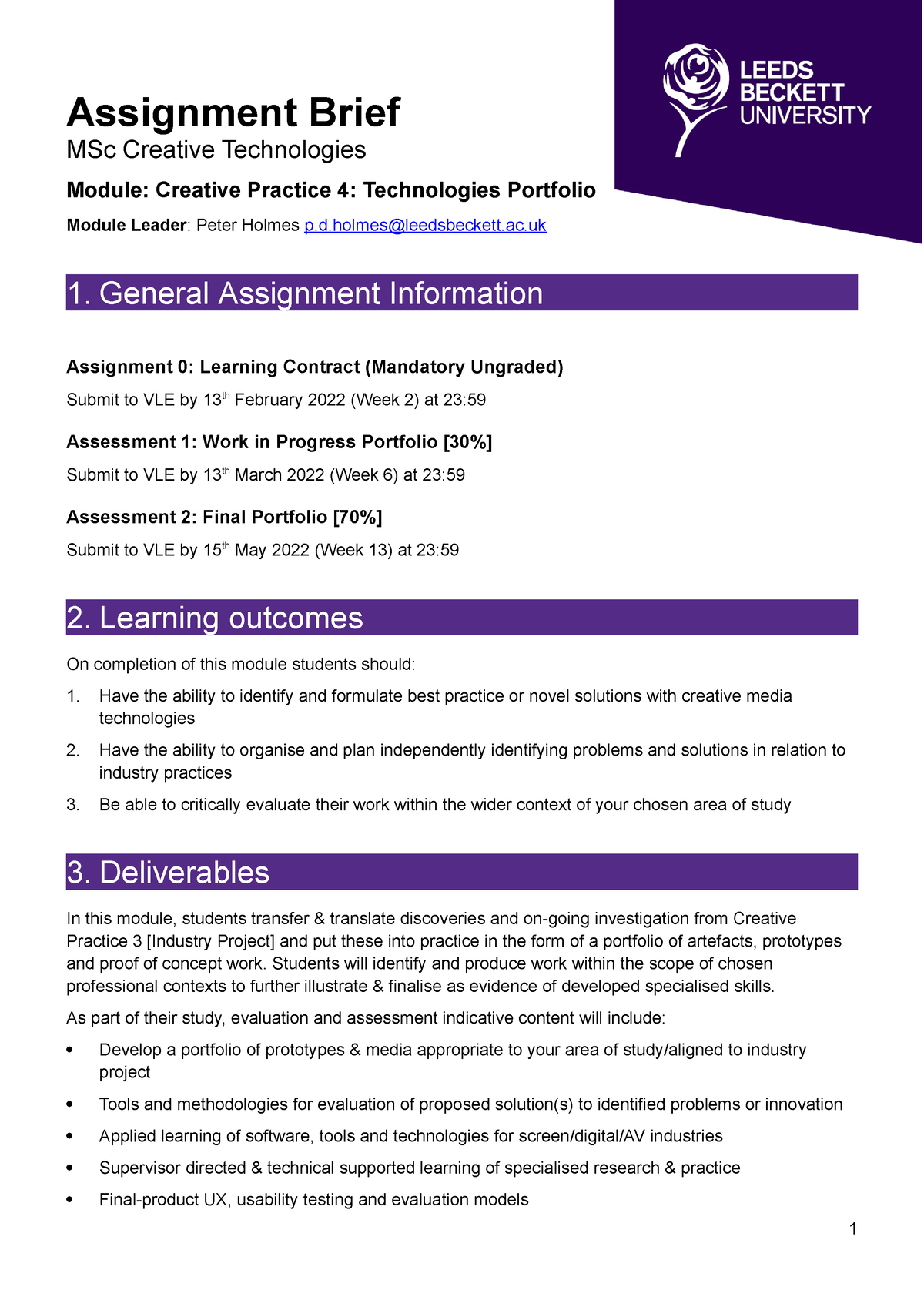 description of assignment brief