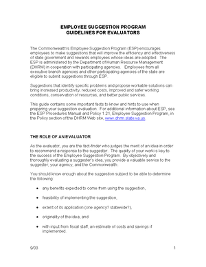 Employee suggestion form - Employee Suggestion Program A program of the ...