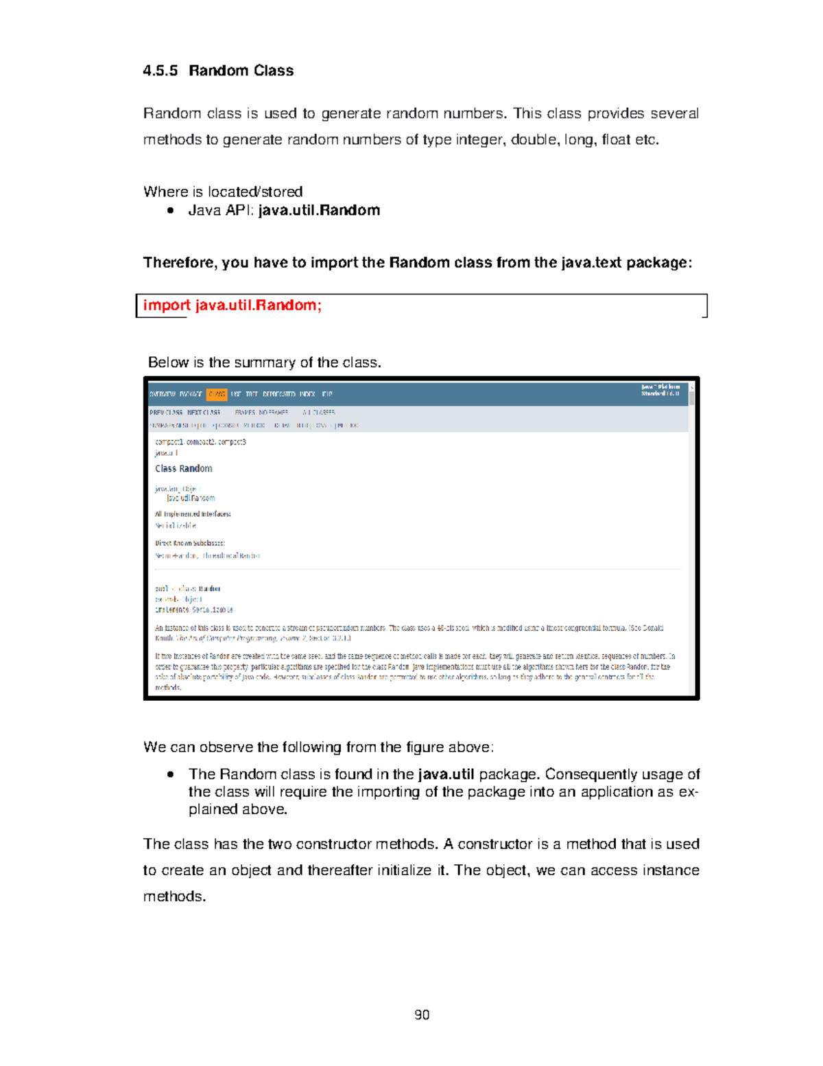 Random Class - 90 4.5 Random Class Random class is used to generate ...