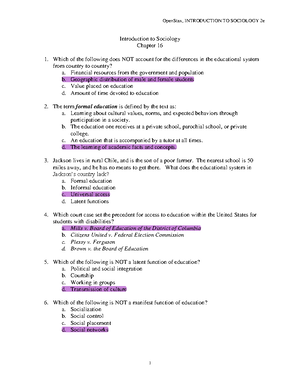 Chapter 11 Quiz - A Study Guide Quiz To Sociology - OpenStax ...