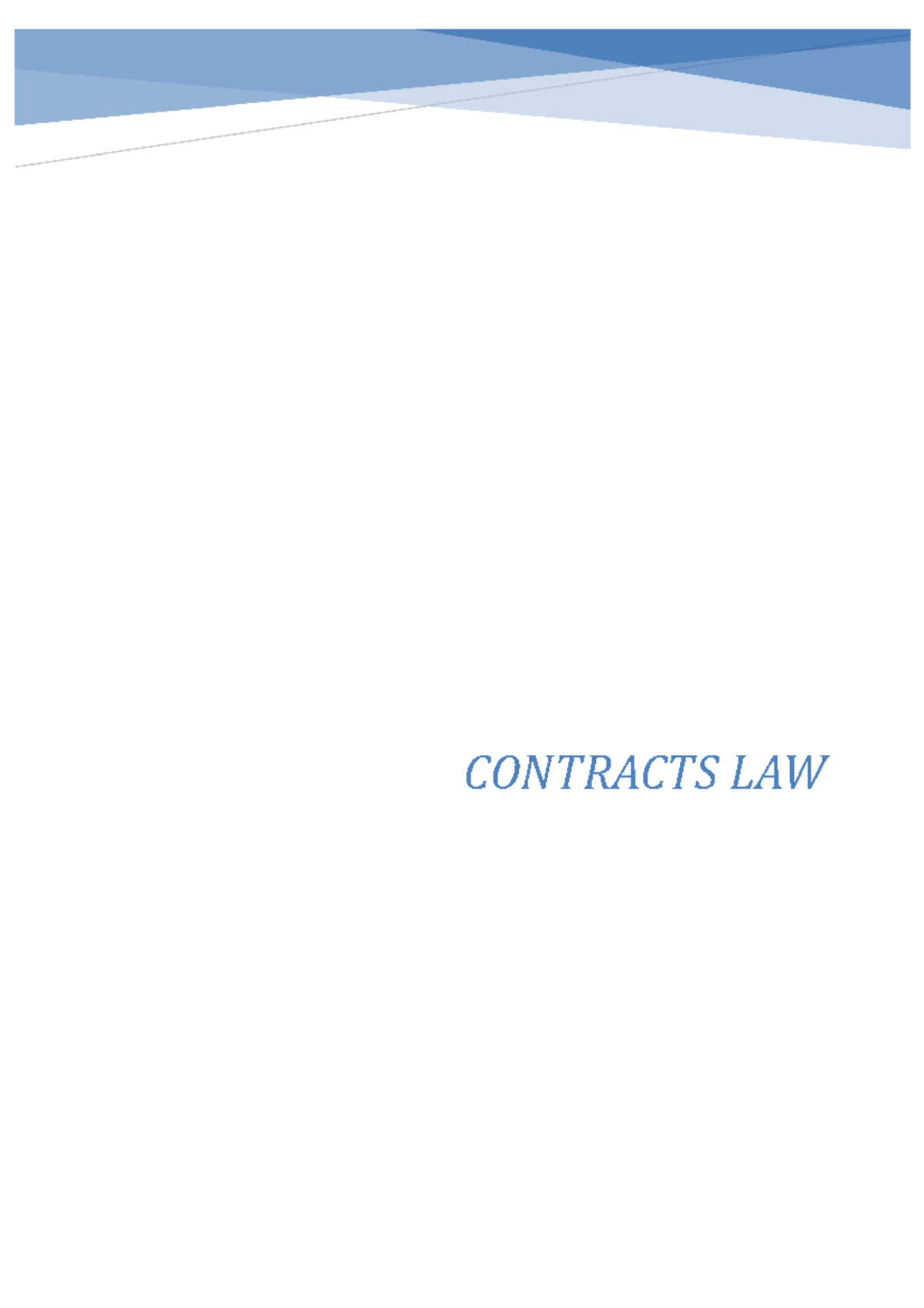 Contracts Law Exam Notes - CONTRACTS LAW Contents Formation Of ...