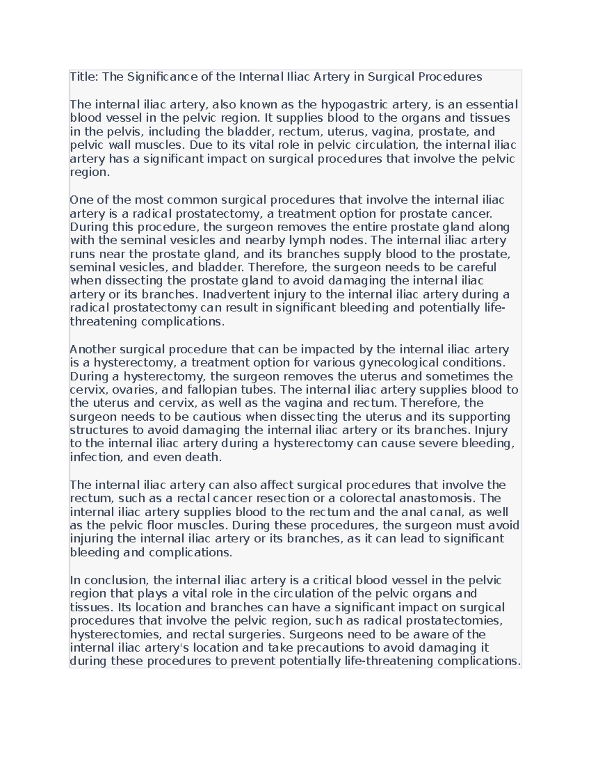 The Complete Guide:  Iliac Artery Subdivision And Its Significance - 0gel4g1