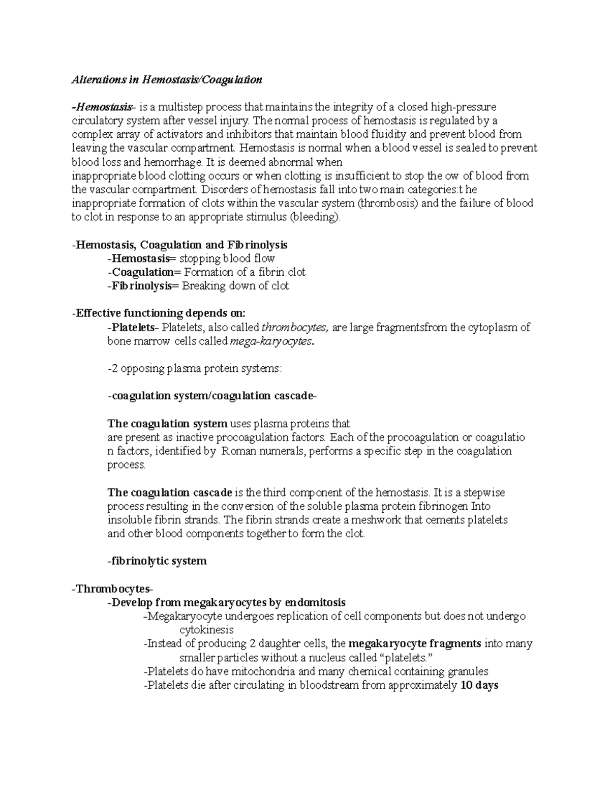 Alterations in Hemostasis - Alterations in is a multistep process that ...