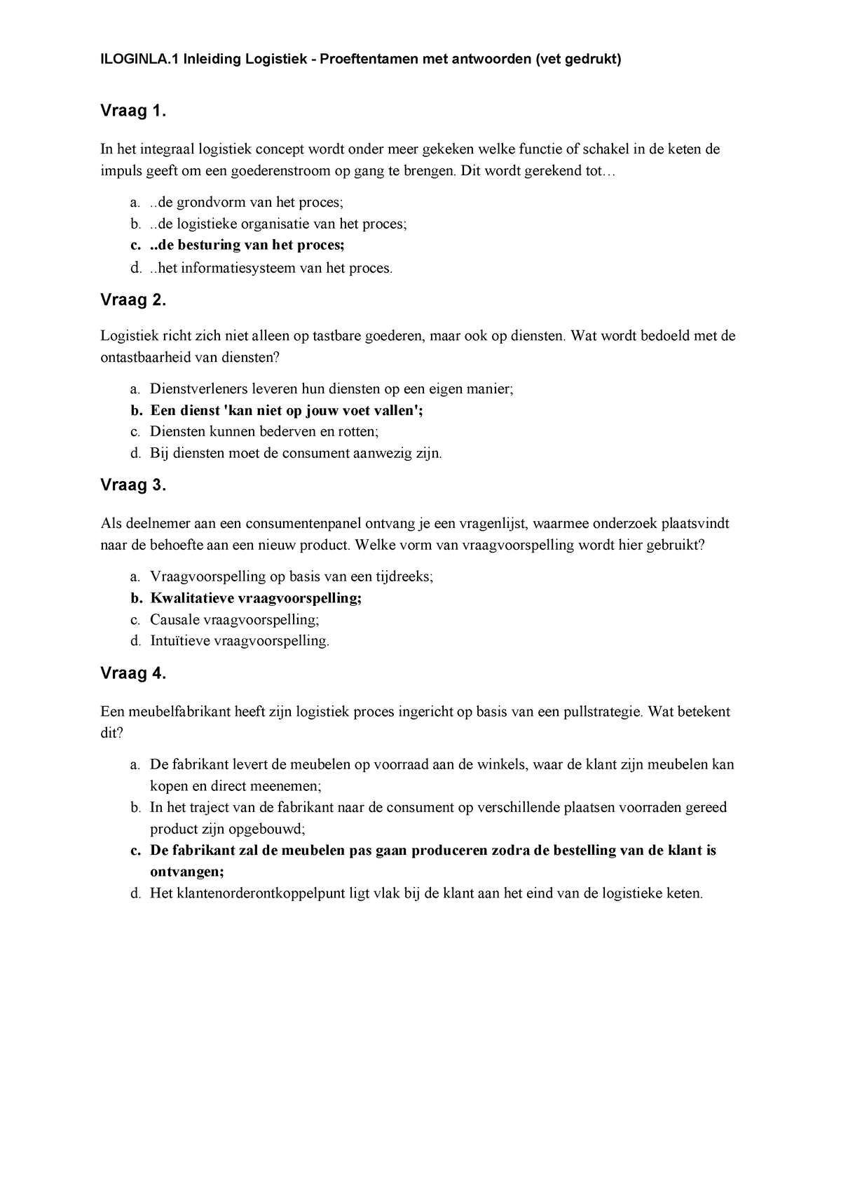 Iloginla.1 Inleiding Logistiek Proeftentamen Met Antwoorden - ILOGINLA ...