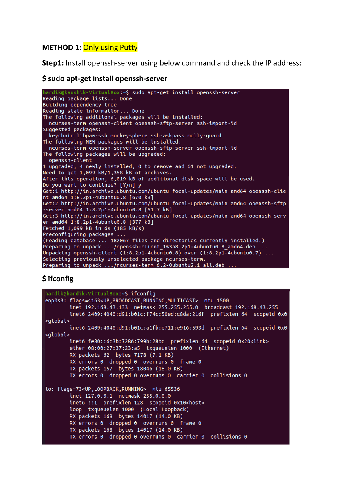 Practical 4 - Putty And SSH - METHOD 1: Only Using Putty Step1: Install ...