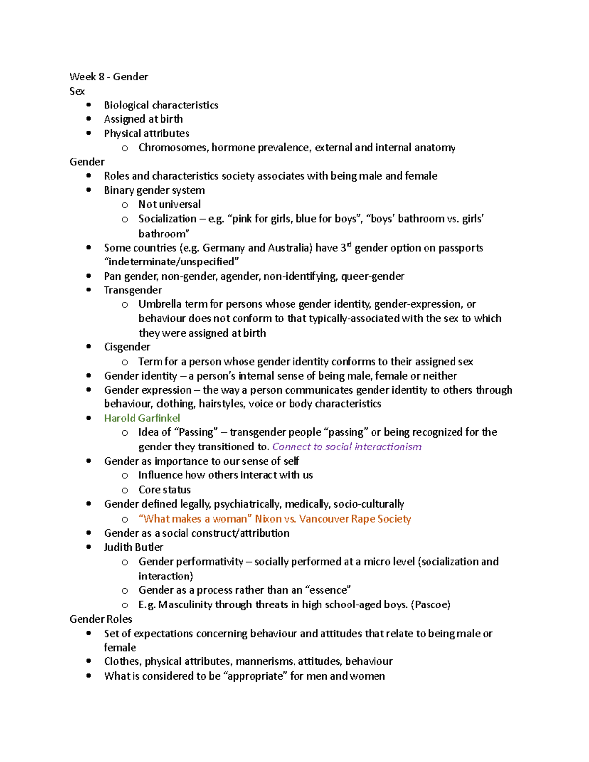 Gender And Sociology Week 8 Gender Sex Biological Characteristics Assigned At Birth Physical 1684