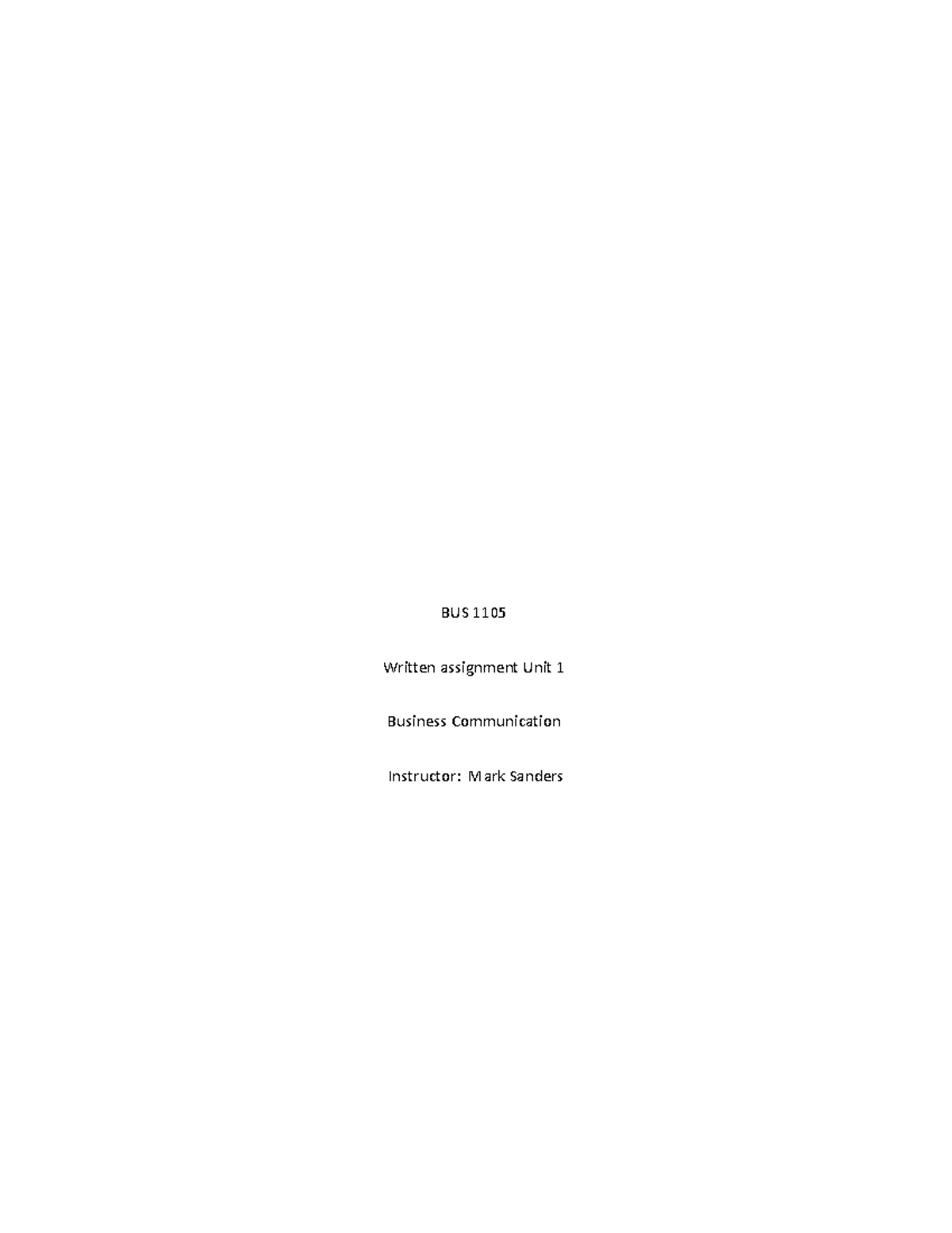 BUS 1105 written unit 1 - 111 - BUS 1105 Written assignment Unit 1 ...