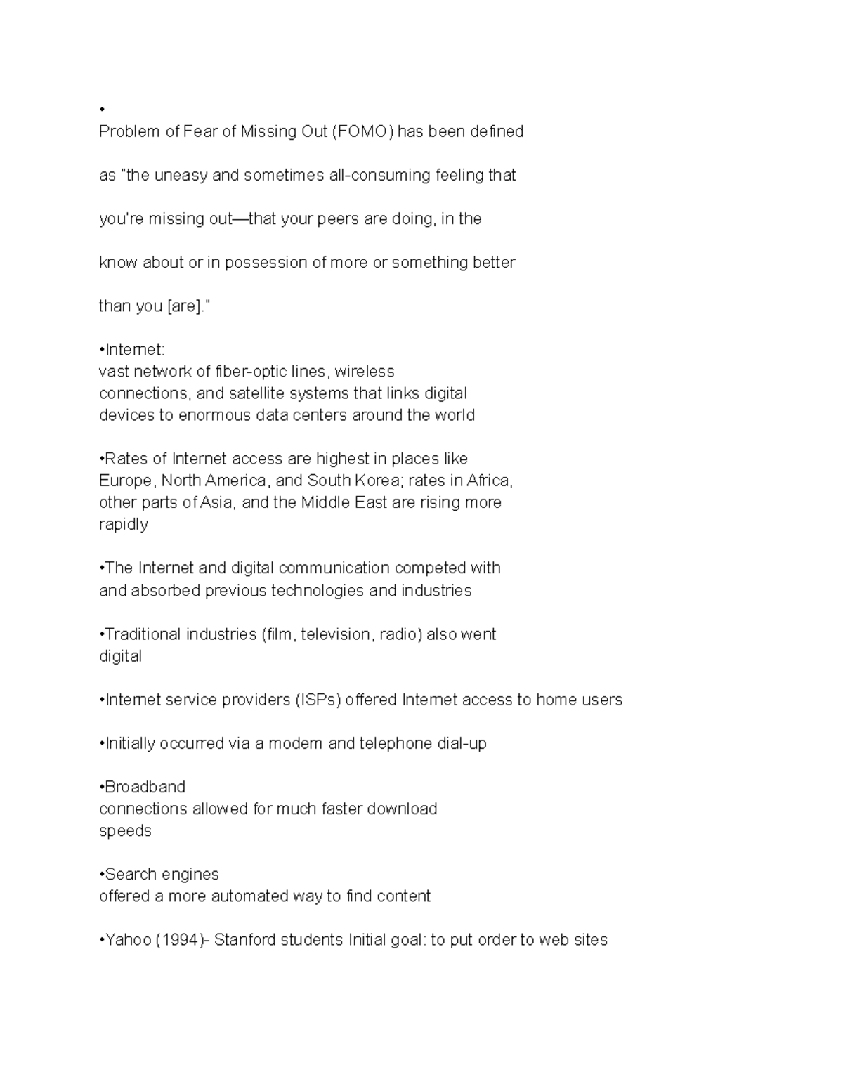 Chapter 2 - • Problem of Fear of Missing Out (FOMO) has been defined as ...