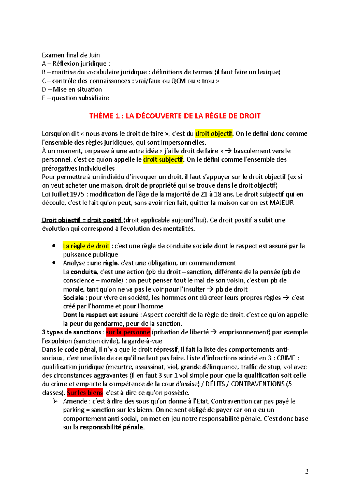 Chapitre 1 - 1er Année Semestre 2 - Examen Final De Juin A – Réflexion ...