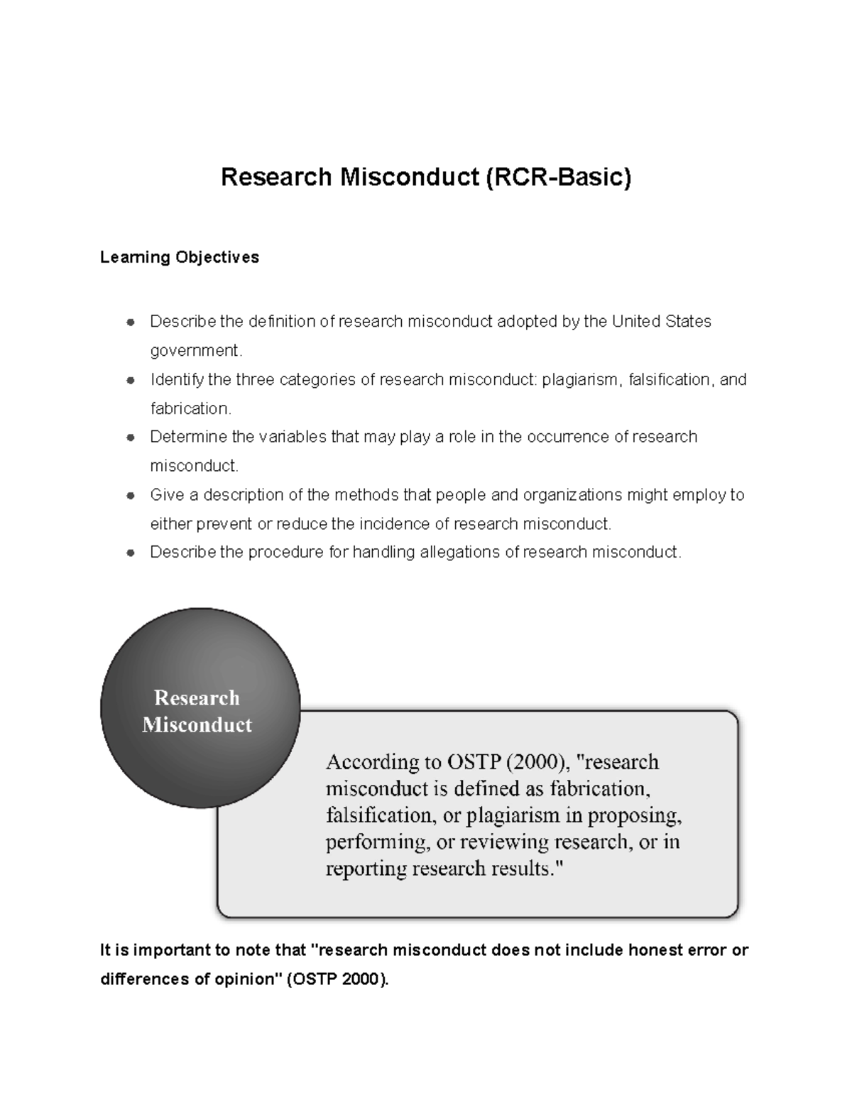 research misconduct rcr basic