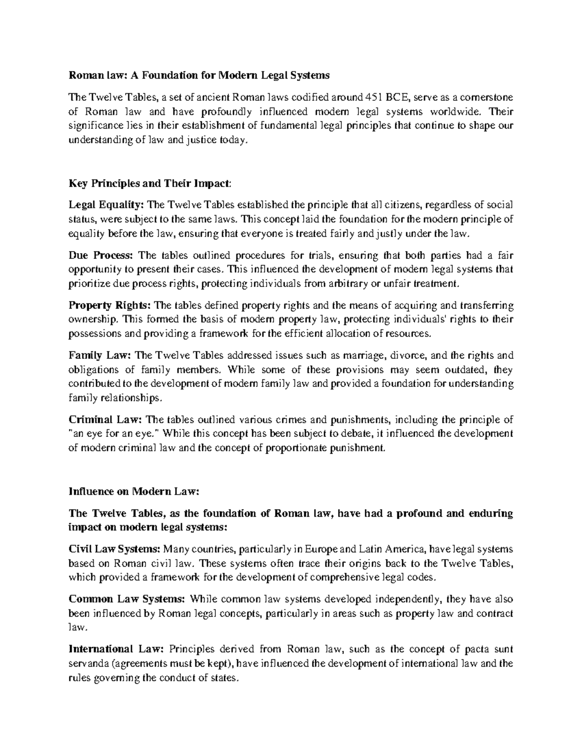 Roman law - Their significance lies in their establishment of ...