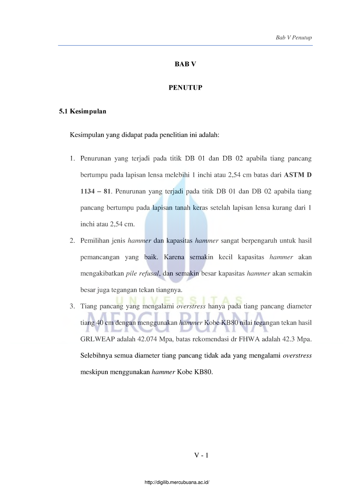 Analisis Pemancangan Tiang 5 - Bab V Penutup V - 1 BAB V PENUTUP 5 ...