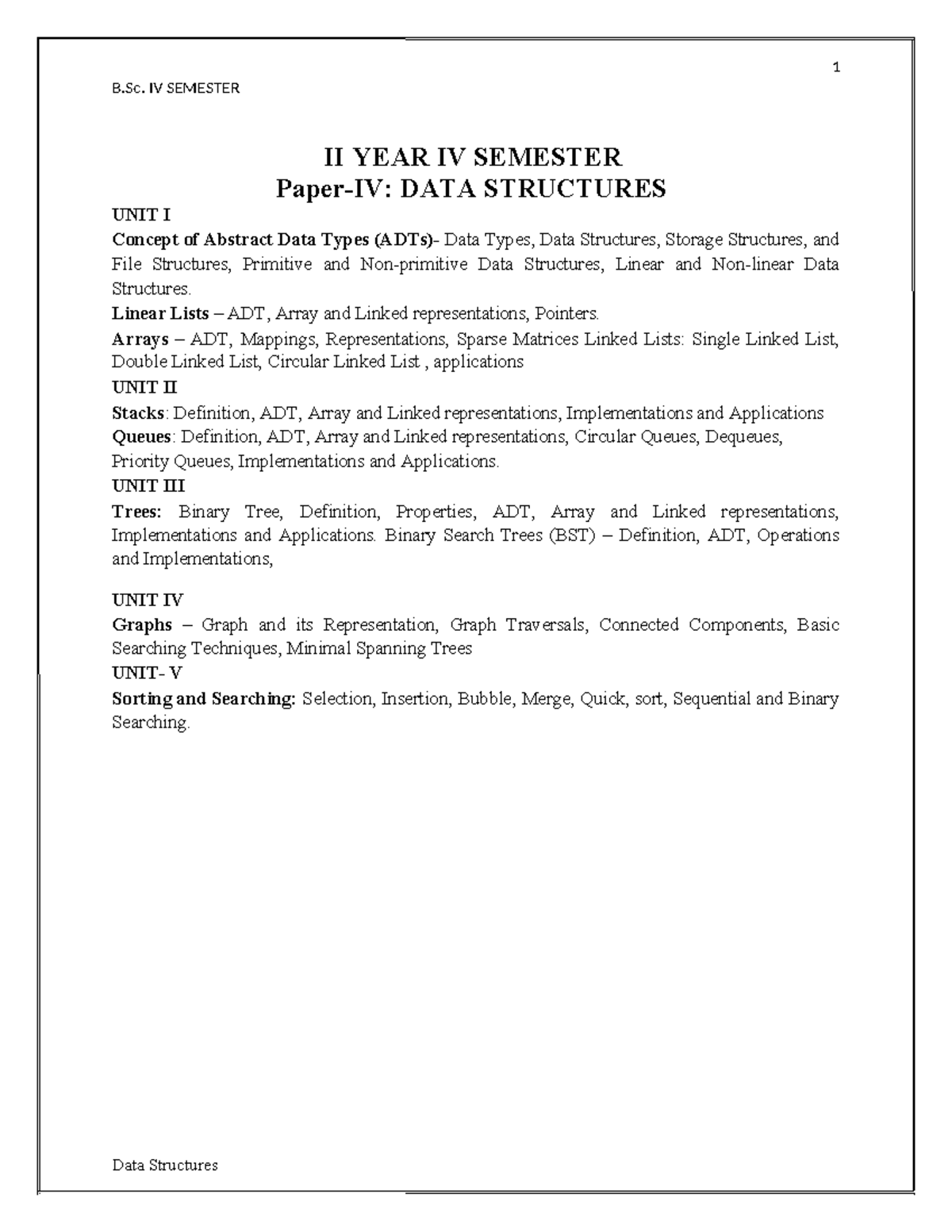 Data-Structures-Notes - ####### B. IV SEMESTER II YEAR IV SEMESTER ...